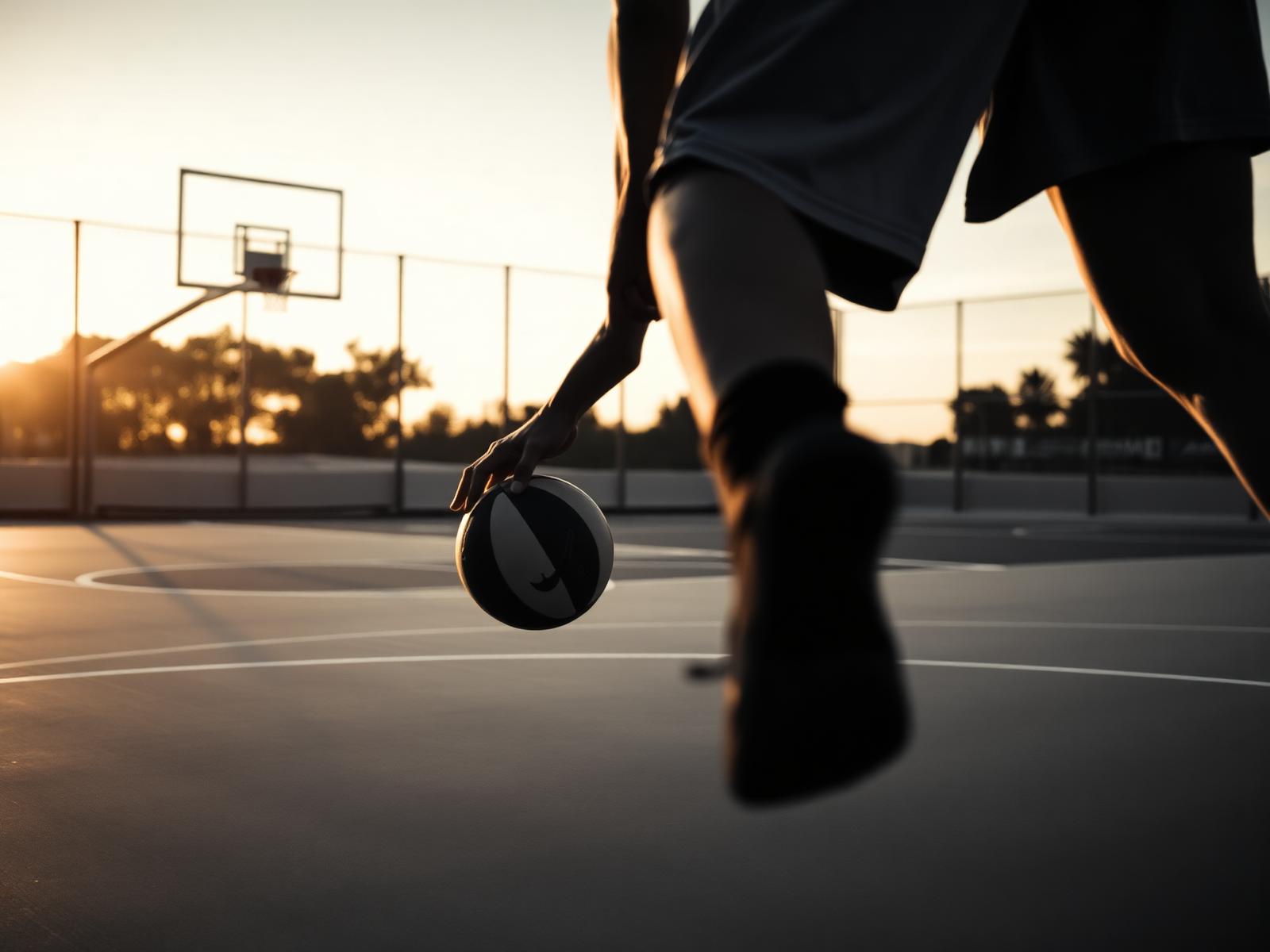 Athlete dribbling on court